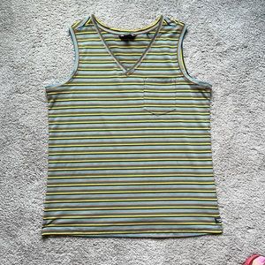 Toad & Co sleeveless striped tank top with pocket detail